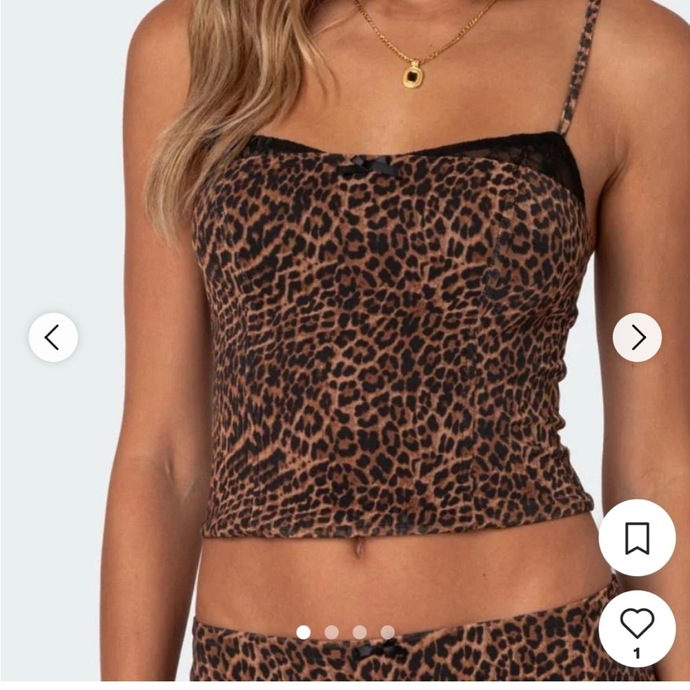 EDIKTED Edin Leopard Print Mesh Bra size XS - Picture 2 of 9